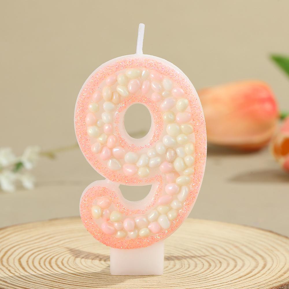 Handmade Pebble Powder Number Candles for Birthday and Party Decorations