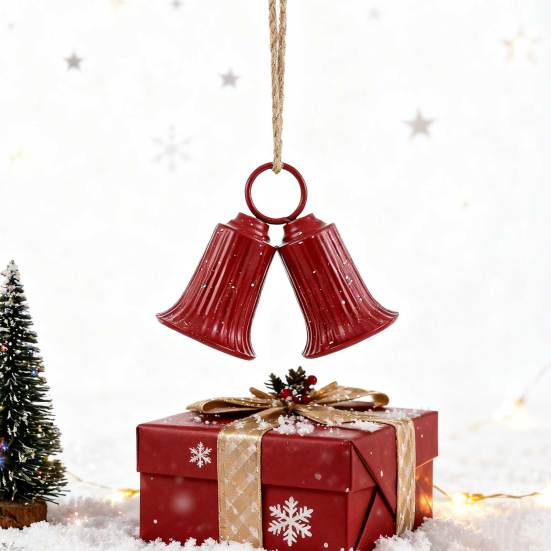 Christmas Bell Decoration Vintage Metal Jingle Bells Christmas Tree Hanging Ornaments for Door Wall Window Indoor Outdoor Decor