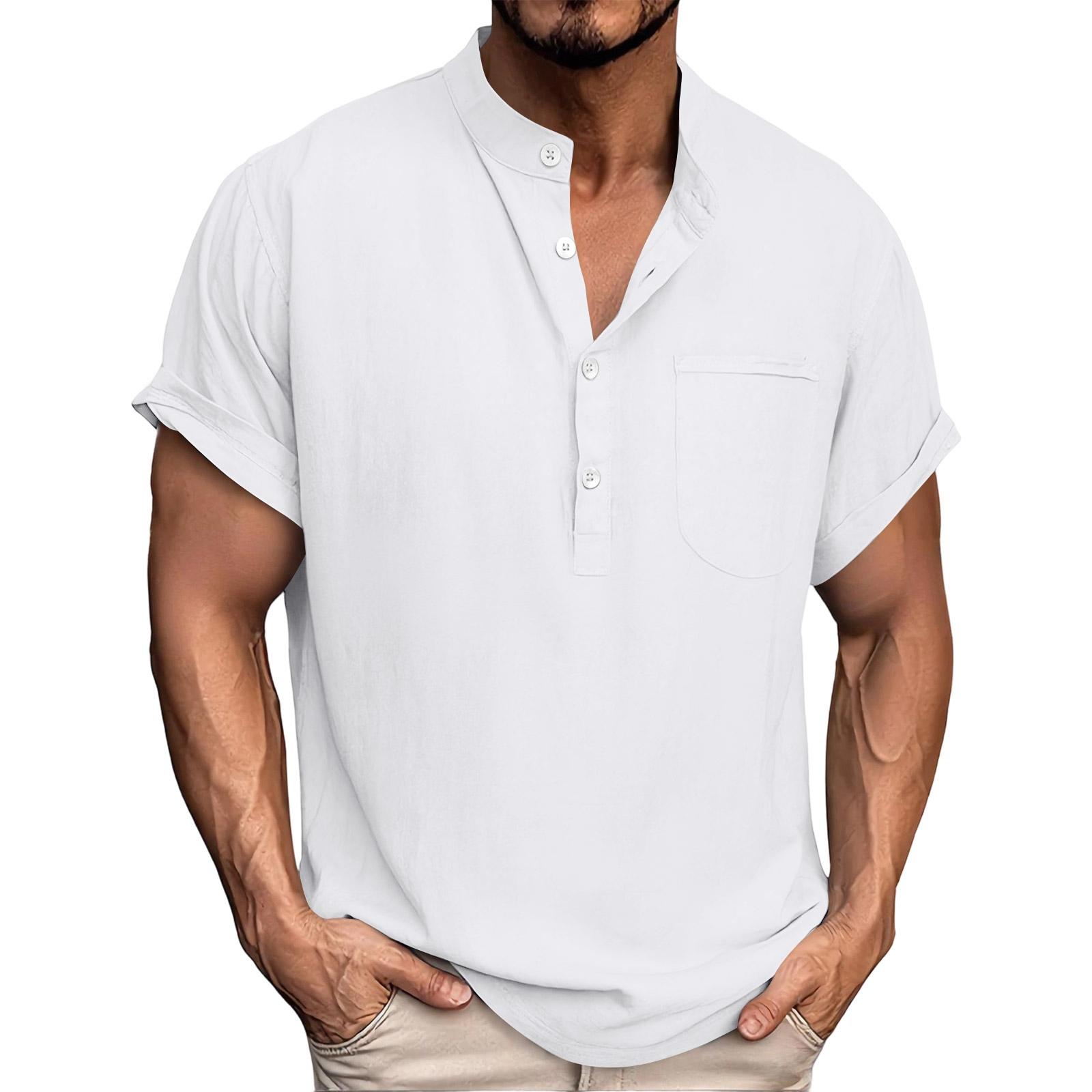 

Men s Casual Fashionable Short-sleeved Button-down Collar T-shirt - Men s Light Business And Casual Sportswear Top XL білий
