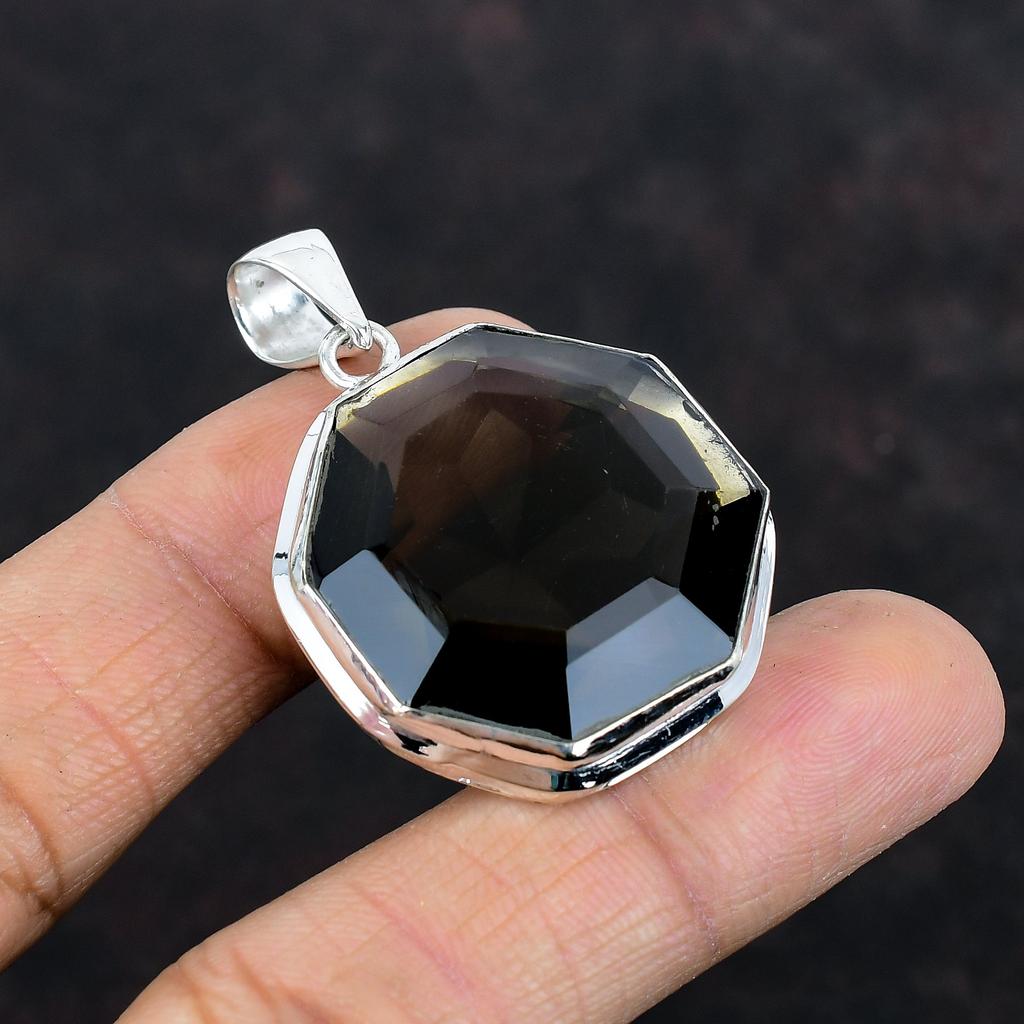 Faceted Smoky Quartz Pendant 925 Sterling Silver Pendant Handmade Pendant Smoky Quartz Gemstone Jewelry Healing Stone Pendant Gifts for Wife