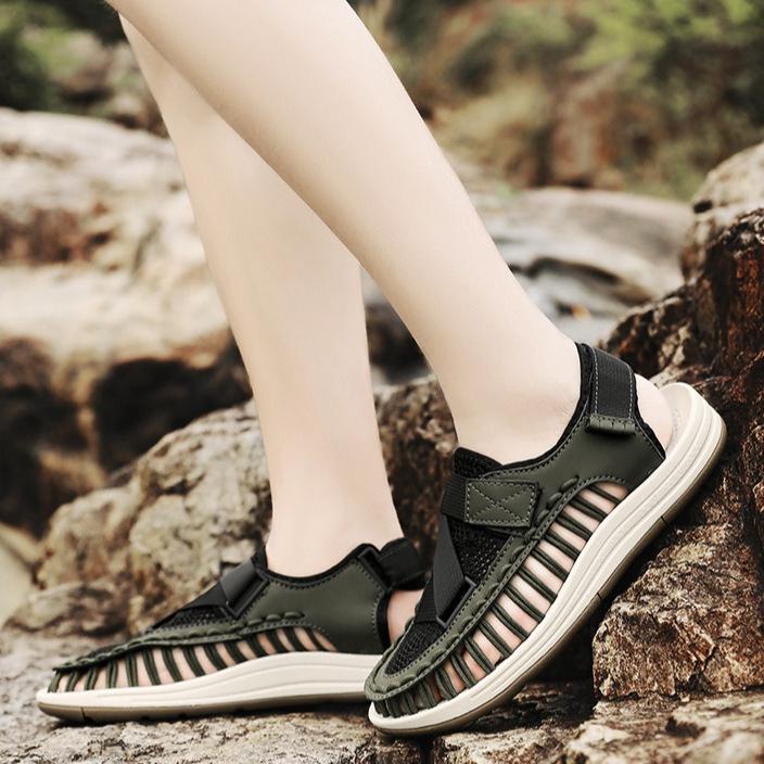 Fashion Sandals for Men Fashion Handmade Woven Sandals Summer Breathable Mesh Sandals Mens Casual Sports Sandal Non-Slip Beach Sandalias