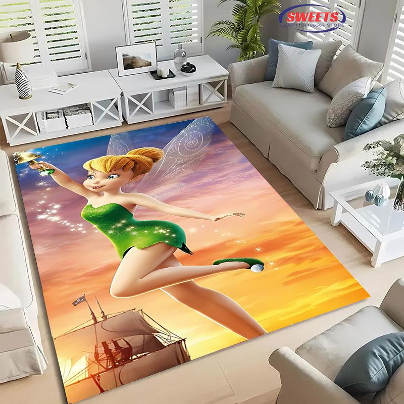 1PC Cute Princess Tinker Bell Cartoon Carpet for Bed Bedroom Sofa Picnic, Children's Room Large Decorative Mat All Seasons Rug