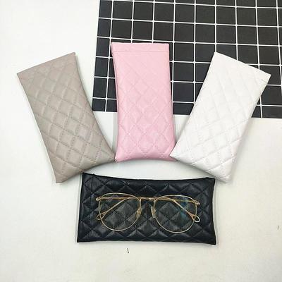 Sun Karomuster PU-Leder Brillenetui – Federverschluss, Wasserdicht, Tragbares Etui