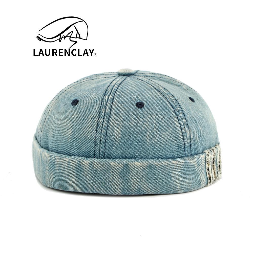 Unisex Distressed Denim Landlord Cap - Trendy Street Style Hipster Hat for Spring and Autumn