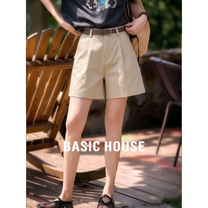 Basic House Women s Lyocell Tencel Summer Wide-Leg Shorts