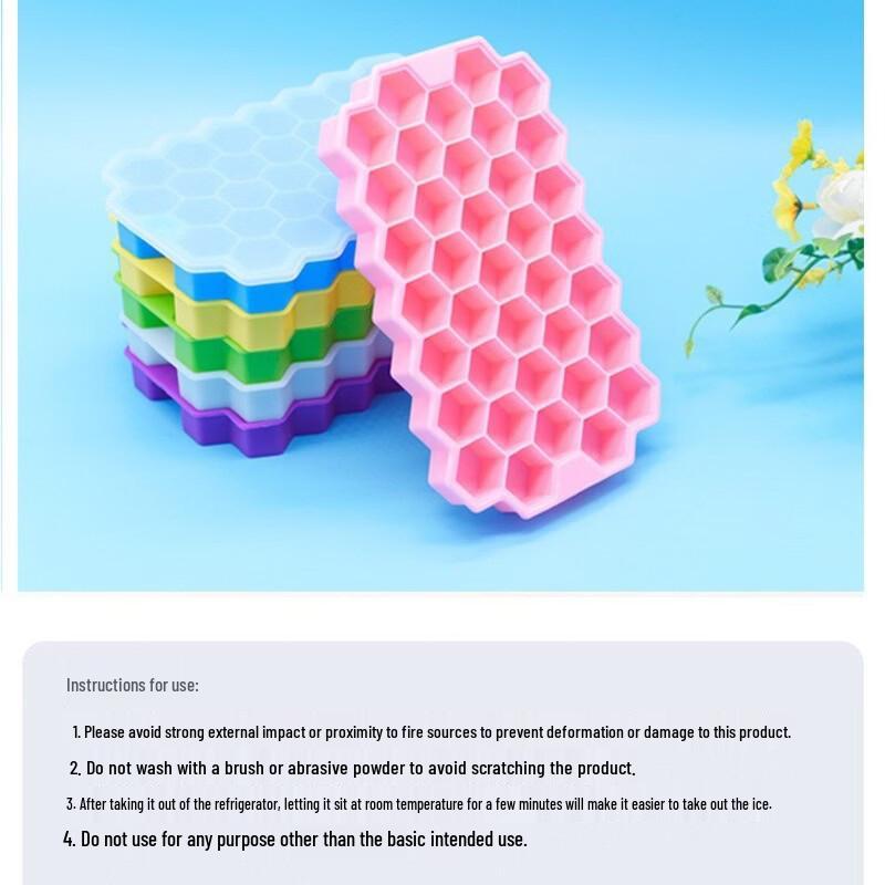 Honeycomb Silicone Ice Cube Tray with Lid