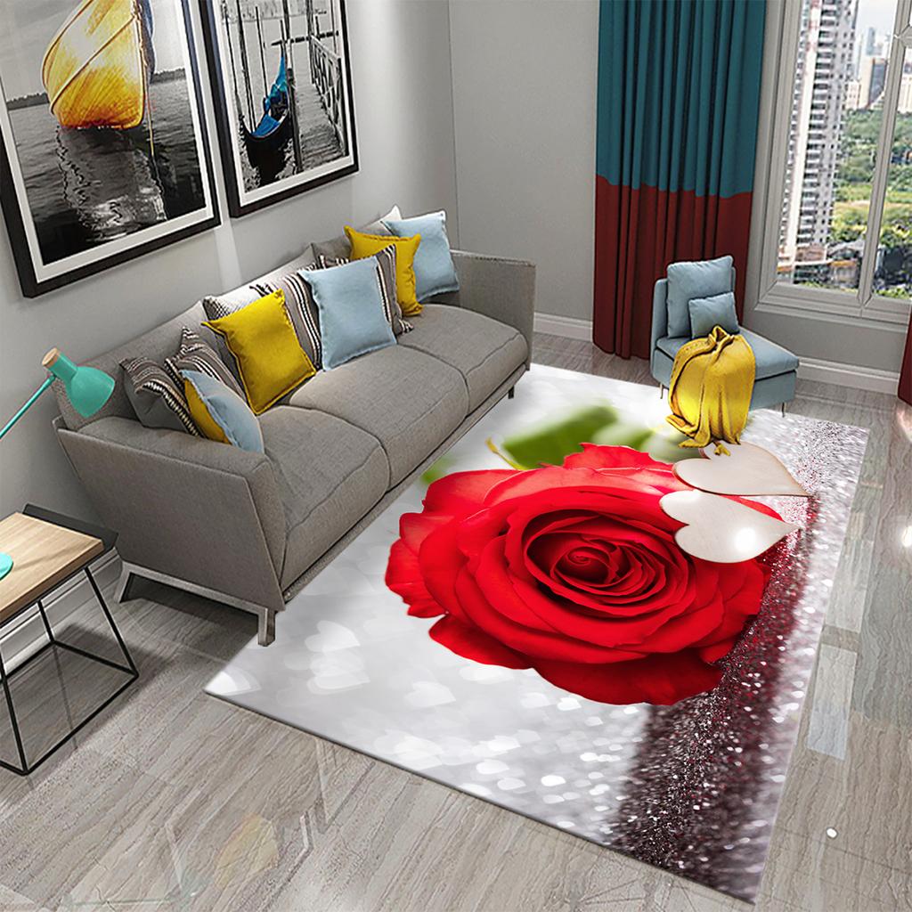3D Rose Flower Carpet for Living Room Large Area Rug Bedroom Decor Mat Hallway Doormat Entrance Mat Decor Bathroom Non-slip Rugs