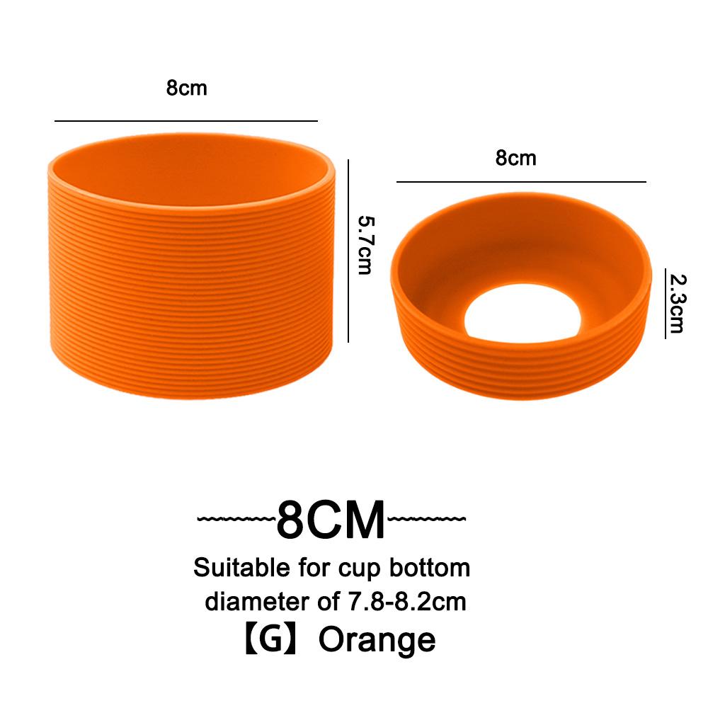 2Pc/Set 8cm 15 Colour Threaded Soft Silicone Cup Sleeve And Bottom Suit Heat Insulated Anti Slip Good Toughnes Odorless Elastic