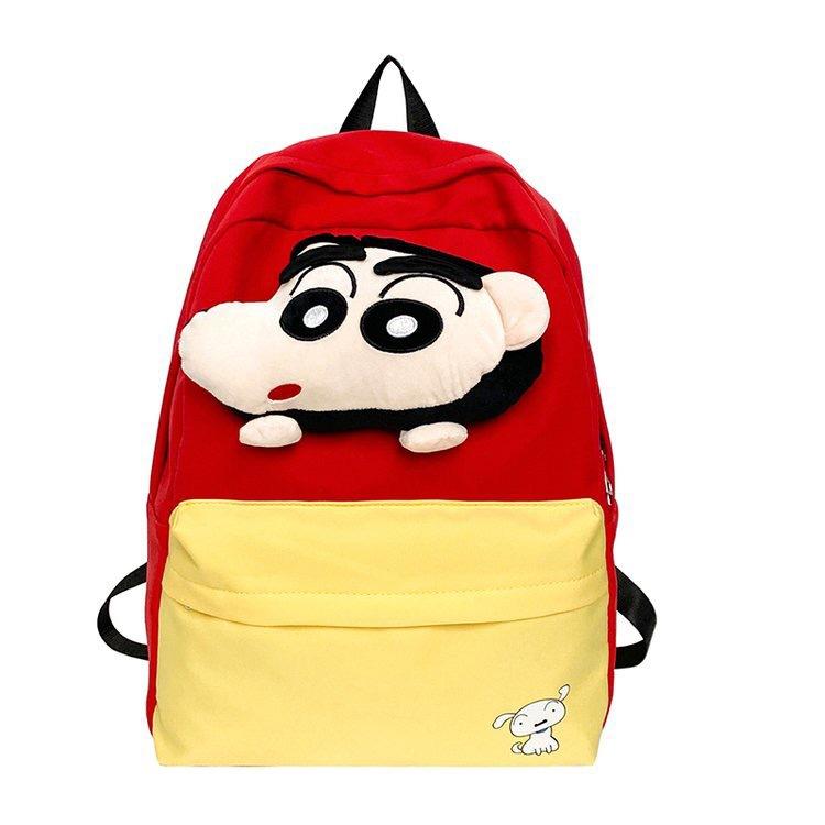 

Shinchan Cotton Crayon Print Backpack Versatile Bag With Nylon Material Kids For Small красный