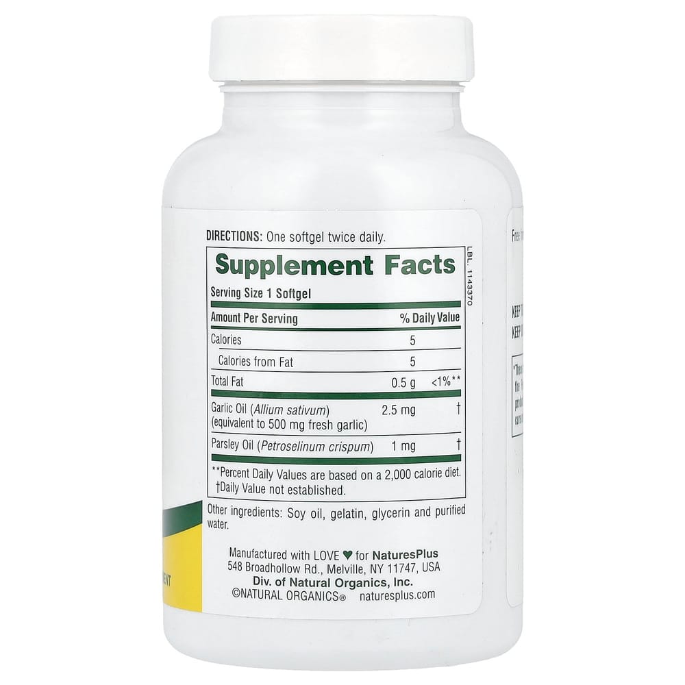 Nature's Plus Garlic & Parsley Oil 180 Softgels