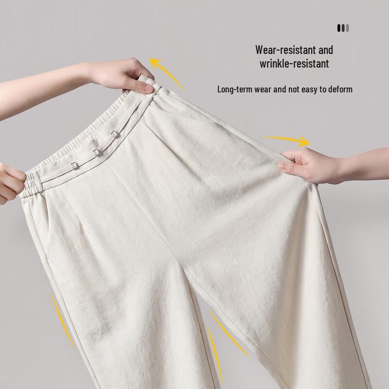 Women's Linen Blend Straight-Leg Casual Pants