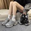 Thick-soled heightening dad shoes women's spring and autumn small man fried street new silver casual sports shoes