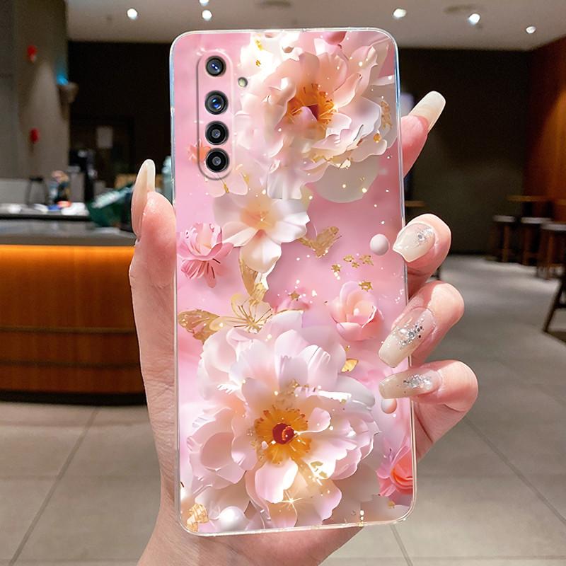 Coque Pour Realme 6 6i 6s 6 Pro Fleur Papillon Nœud Étuis Téléphone Realme6 6Pro 6S 6i Capa Silicone Souple TPU Transparent Gelée Housse