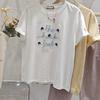 Women's Korean 3D Embroidered Cotton T-Shirt - Summer 2025 Loose Fit