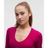 Lululemon All It Takes RiBBeD Nulu V Neck Long sleeVe Shirt  B D Cups Berry rumBle