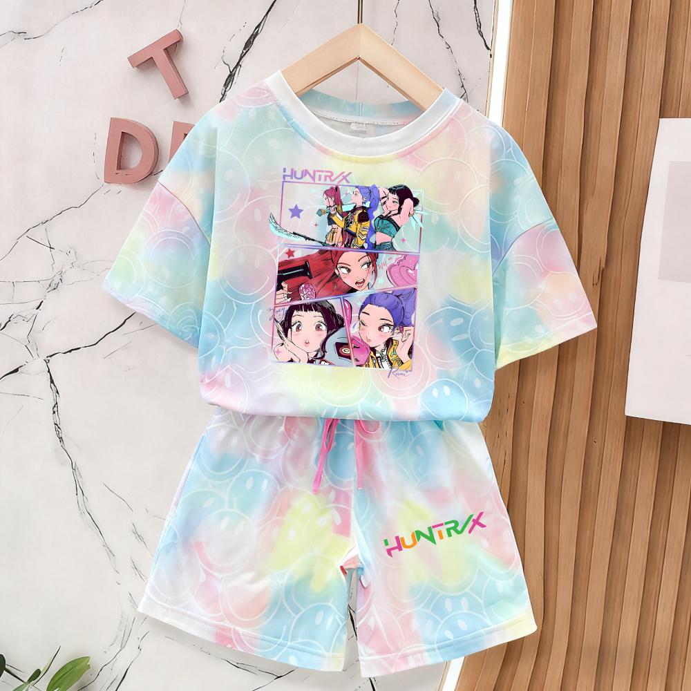 Letní Lovci Démonů Nové Kawaii Úsměvné Tváře Oblečení Dívky 3D Tisk Tričko s Krátkým Rukávem Měkké Prodyšné Pyžamo Domácí Oblečení