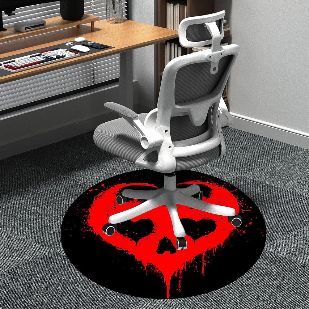 

1pc Heart Skull Office Round Area Rug, Indoor Mat Suitable ForOffice, Under Office Chairs Bedroom Living Room Home Decor T203 80cm by 80cm