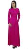 Bimba Women's Long Sleeve Maxi Mandarin Collar Plain Jilbab Dress With