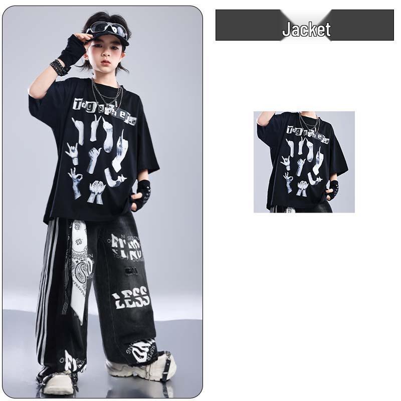 Kids' Hip Hop Street Dance Performance Wear - Trendy Summer Outfits for Boys and Girls