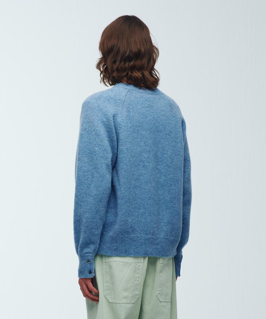KNITTED Shaggy Dog 100% Wool Round Knit Blue