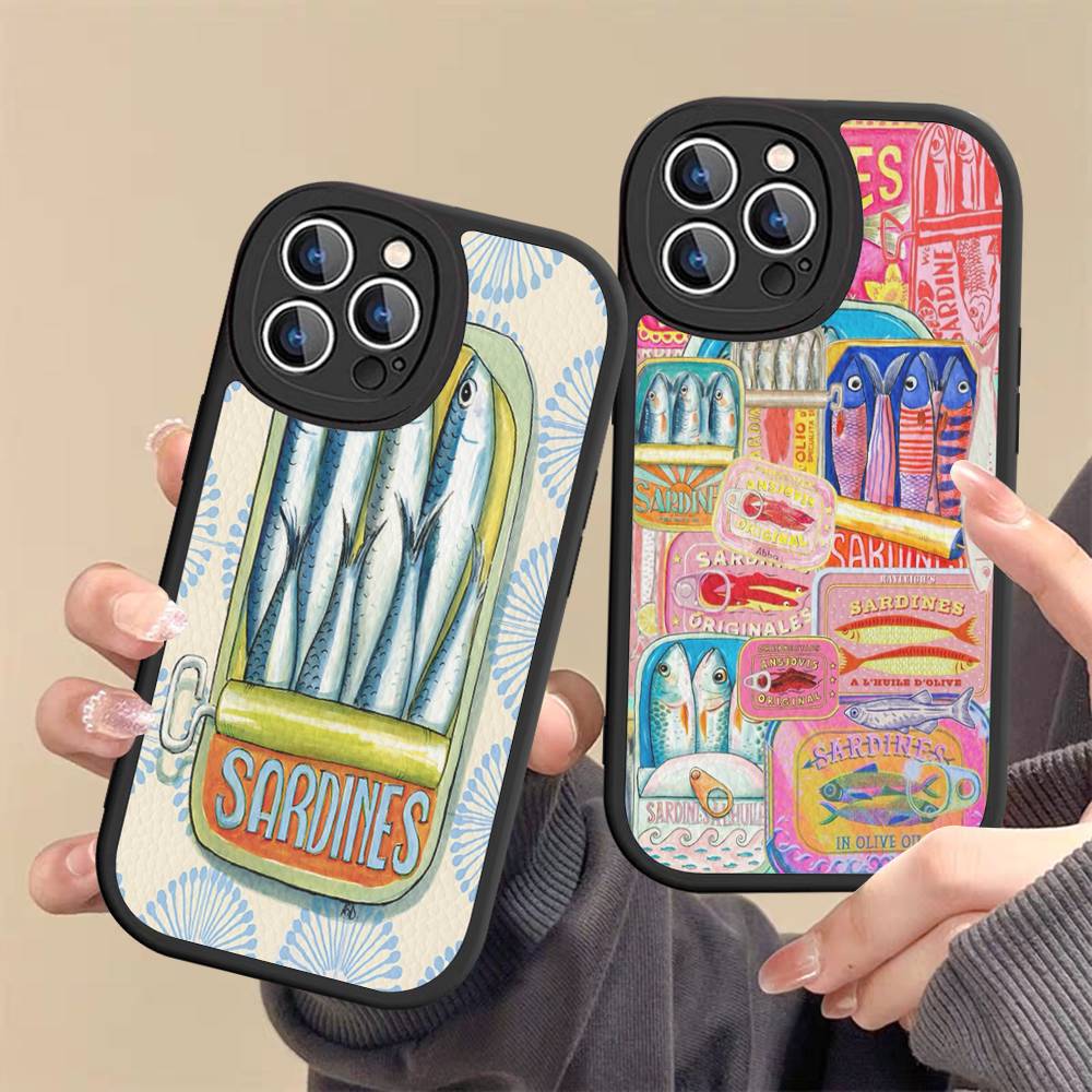 Sardines Fish Phone Cover For IPhone 16 15 14 13 12 11 Pro Max Plus Leather Soft Case