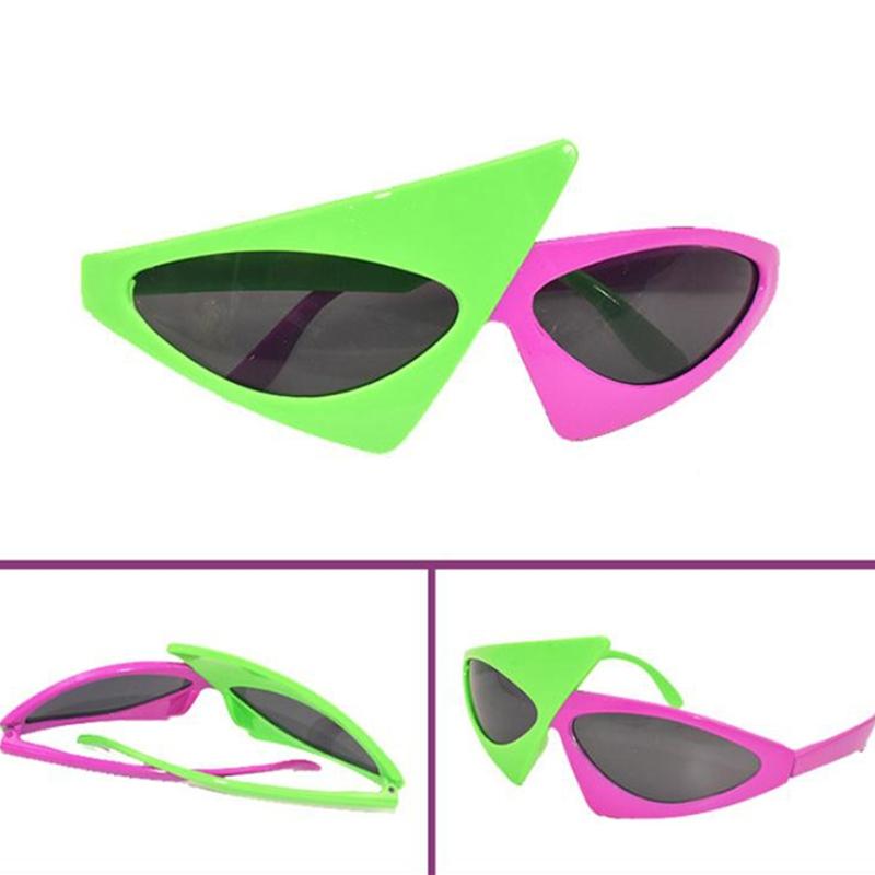 Occhiali da Sole Divertenti Unisex per Feste Occhiali Asimmetrici Anni '80 Occhiali Rosa Shocking e Verde Neon per Danza Hip Hop Festa di Halloween