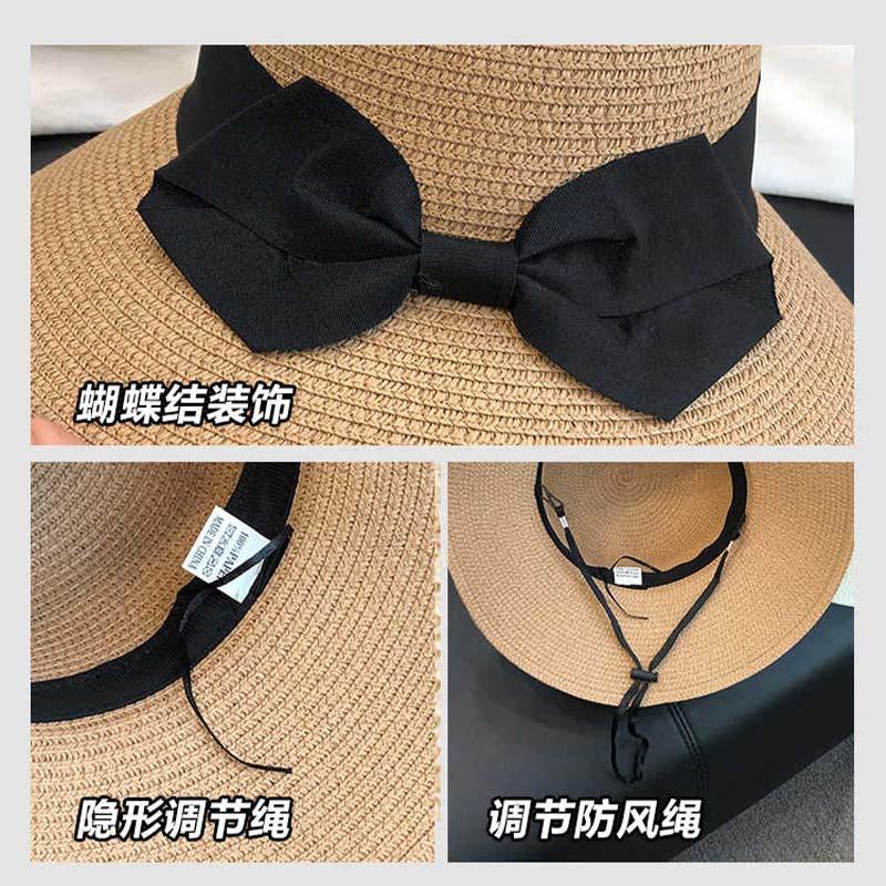 Summer hat female sunshade sunscreen straw straw hat seaside beach sun hat bow basin hat