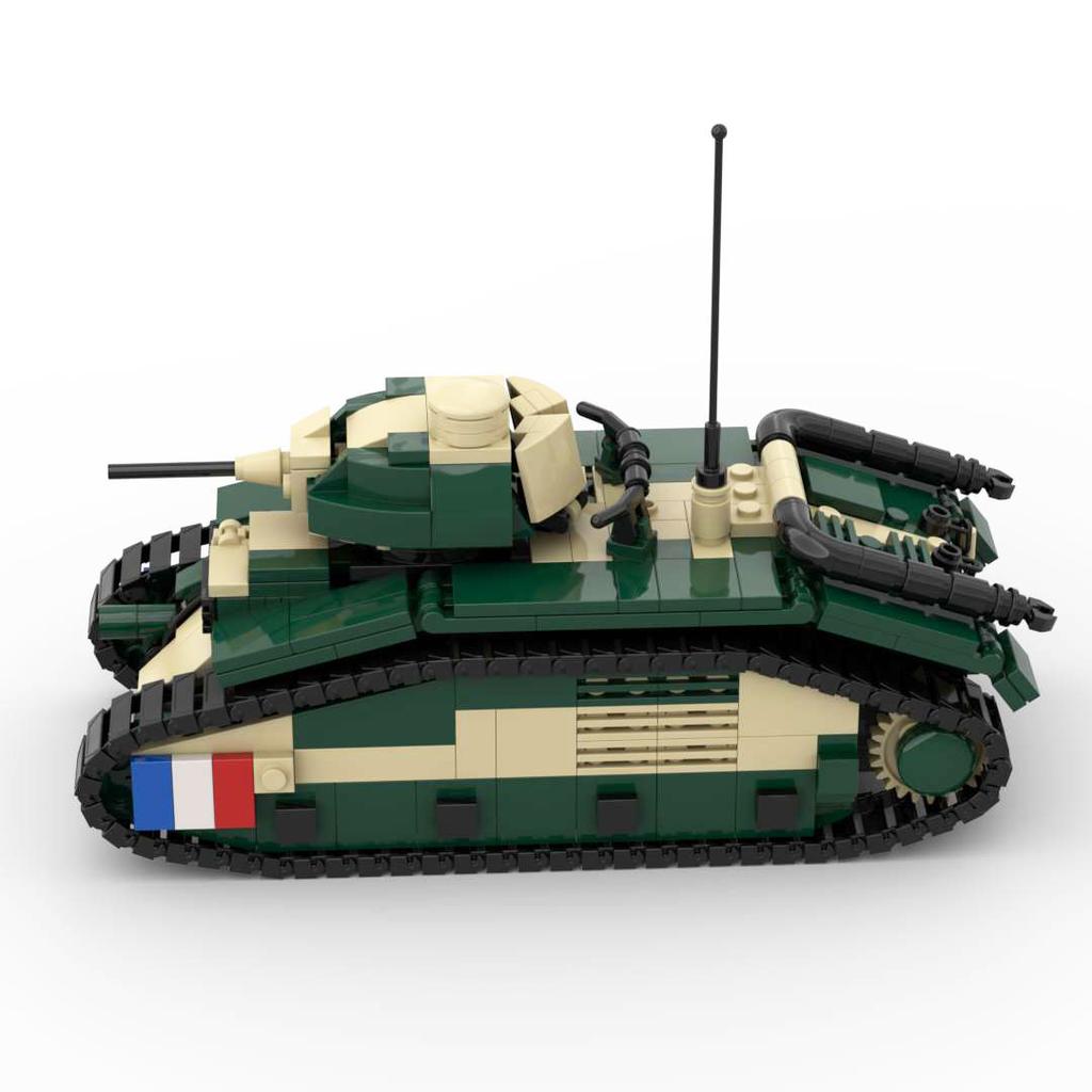 French Char B1 Bis Heavy Tank Building Blocks Set Military WW2 Armored Vehicle Camouflage Model Bricks Toys