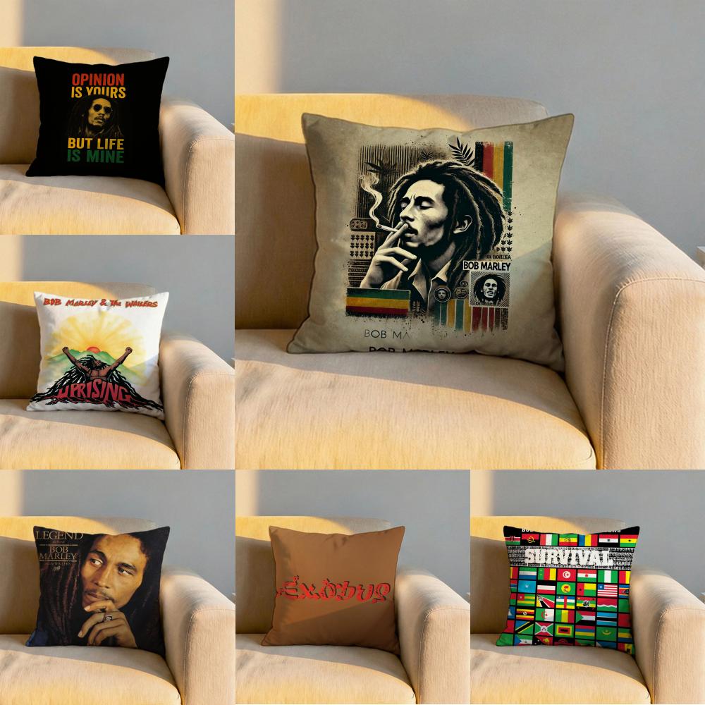 Bob Marley The Wailers Cushion Cover Soft Reversible Durable Pillow Cover MultiScene Use for Home Car Daily Comfort