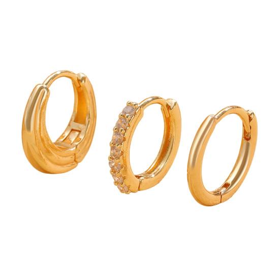 3 Paires de Boucles d'Oreilles Créoles Rondes Boucles d'Oreilles Mode Classiques avec Fermoir à Ressort Bijoux Polyvalents Empilables pour Femmes