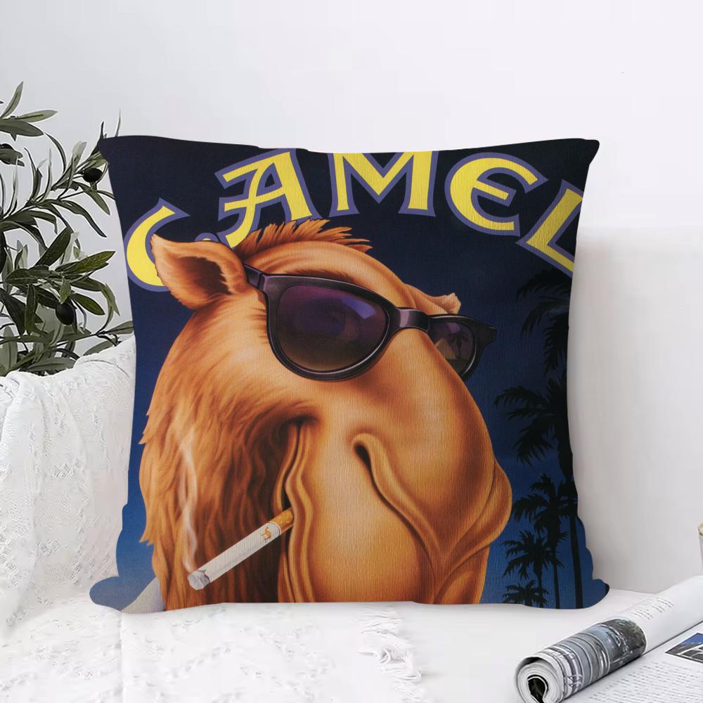 Camel Cigarettes Cushion Cover Anti-dustmite Pillowcase Invisible Zipper Silky Short Plush Sofa Cushion Cover