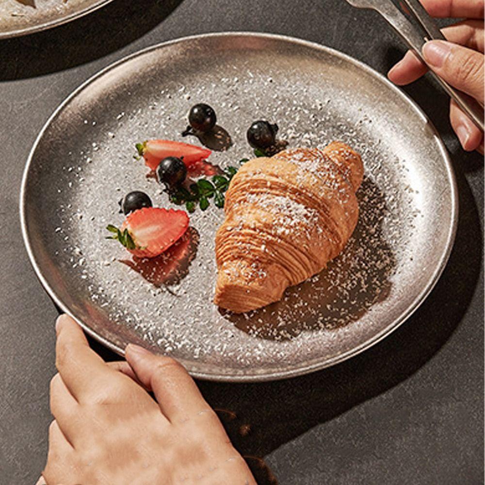 Geschirr Edelstahl Steakplatte Klassisch Vintage Westliches Gericht Langlebig Wiederverwendbar Aufbewahrungsschale Festival