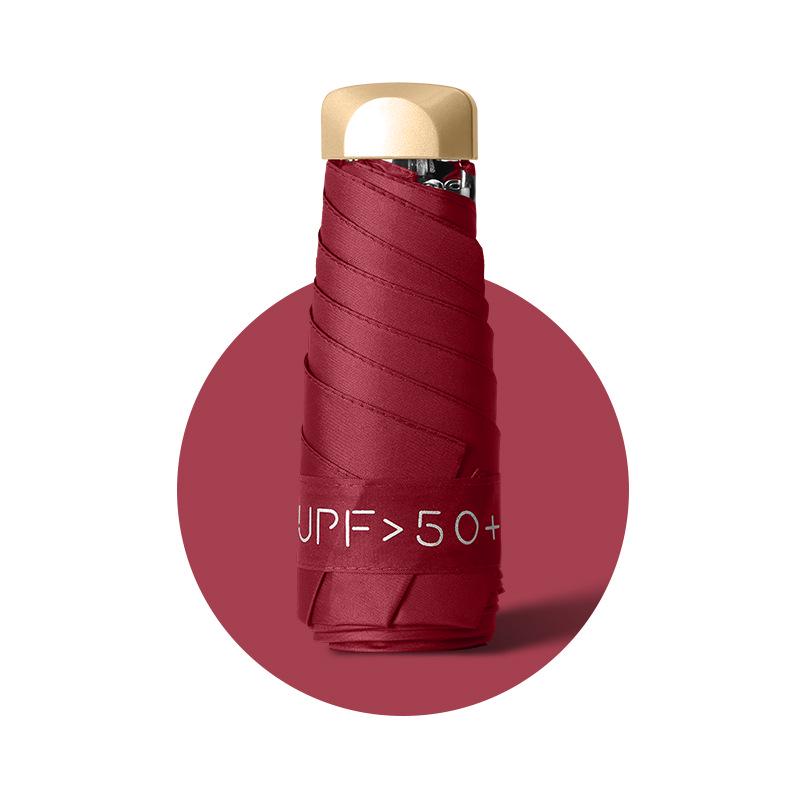 Compact Dual-Use Umbrella: Ultra-Light, Black Glue Sun Protection, Pocket-Sized, Portable, Mini Five-Fold Umbrella for Rain or Shine.