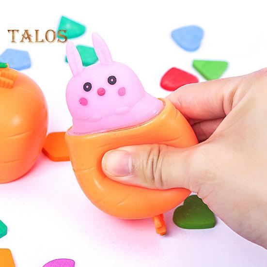 4Pcs Popping Rabbit Carrot Squeeze Toy Anxiety Stress Relief Bunny Radish Sensory Pinch Toy Kids Adults Vegetable Animal Fidget Toy