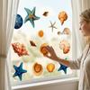 Pegatinas para Ventana de Caracolas y Estrellas de Mar, Adhesivo Impermeable para Ventana con Vida Marina del Océano, Pegatinas Estáticas Reutilizables para Puerta de Cristal, Suministros para Fiestas de Verano