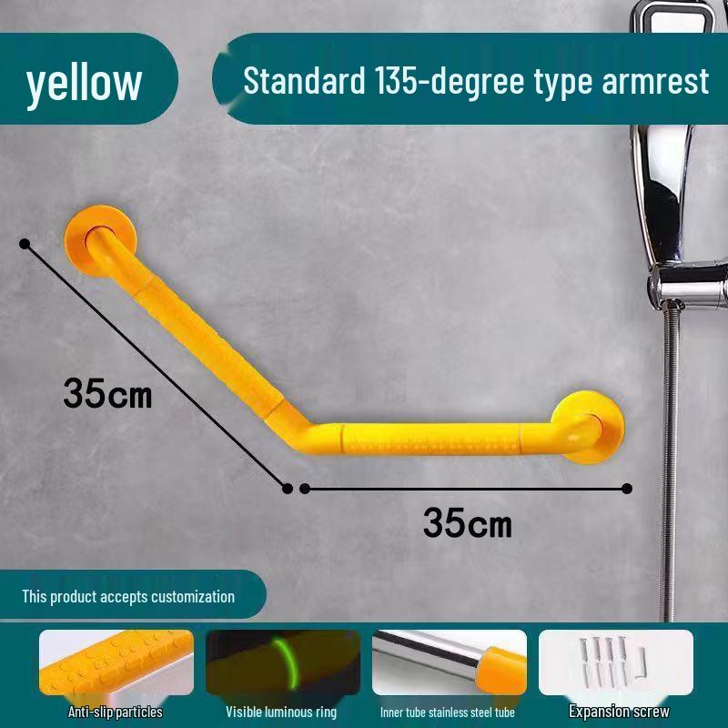 135° Anti-Slip Stainless Steel Bathroom Grab Bar for Elderly - Accessible Stair & Toilet Handrail