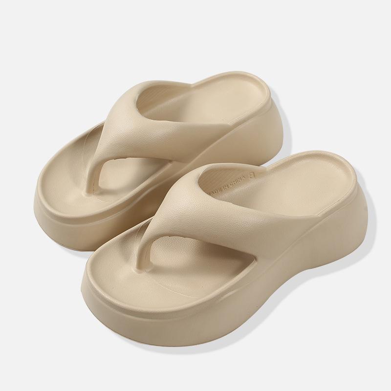 Hao Li Jia Women's Summer Thick Sole Height-Boosting Non-Slip Odor-Resistant EVA Flip Flops