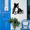 Iron Wall Art Border Collie Dog Sculpture Metal Home Garden Decor Black White