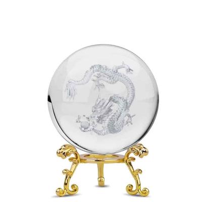 Dragon Crystal Ball Figurine with Five Claws Base Dragon Figurine Dragon Figurine Rising Dragon Laser Engraving 60mm Crystal Dragon Feng Shui Dragon