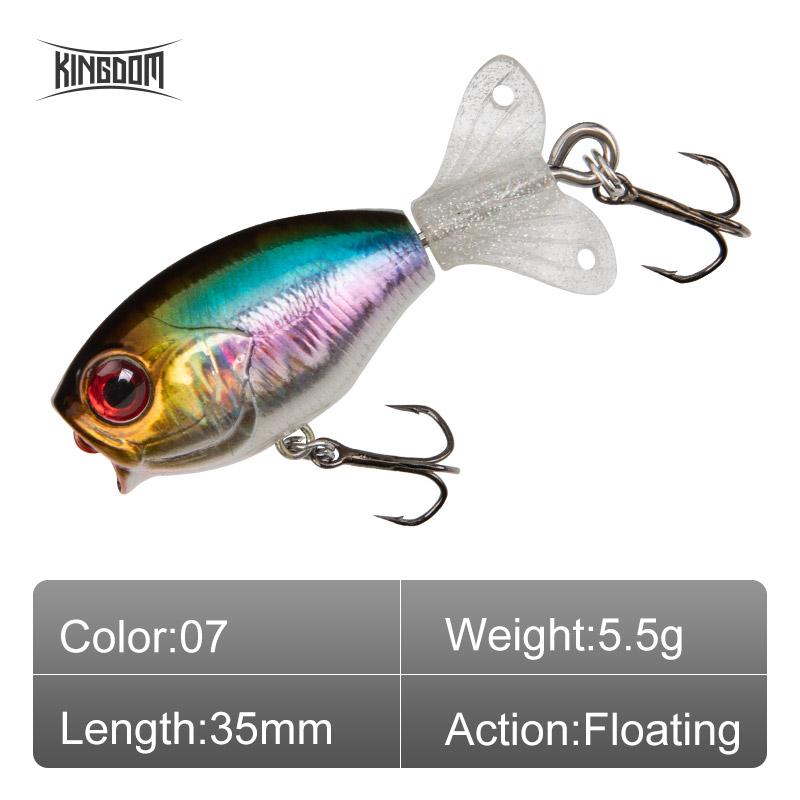 Kingdom GOLDPOP Fishing Lures 35mm 5.5g/9g Floating & Sinking Pencil Popper Hard Bait Soft Rotating Tail Topwater Wobblers Baits