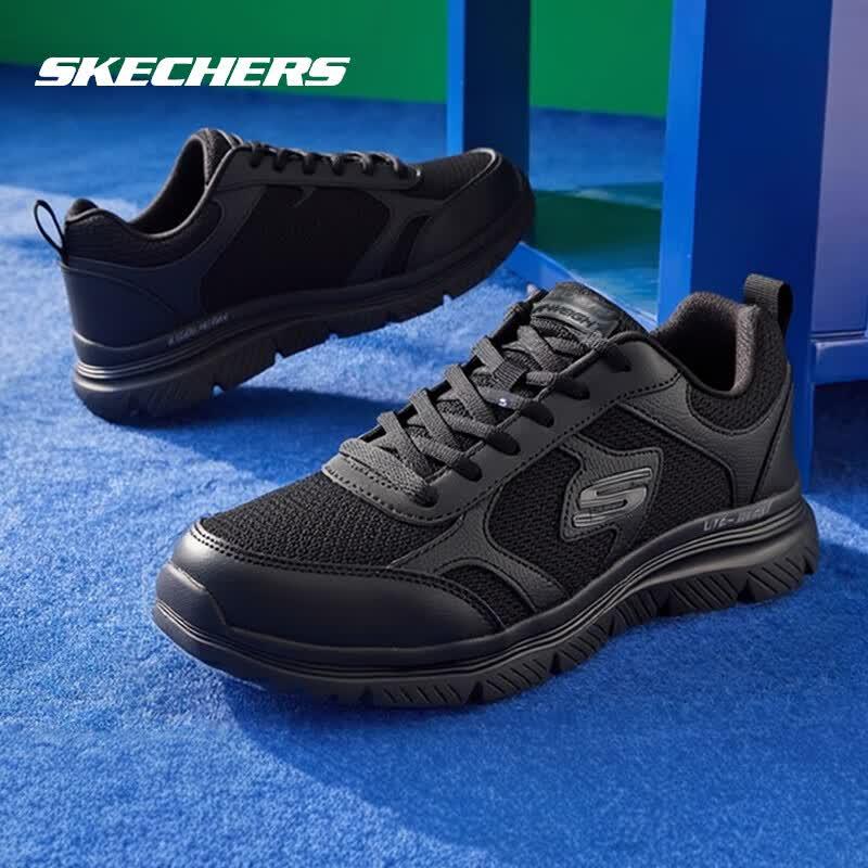 Skechers Men s Black Warrior Cushioned Mesh Sports Shoes US 10.5