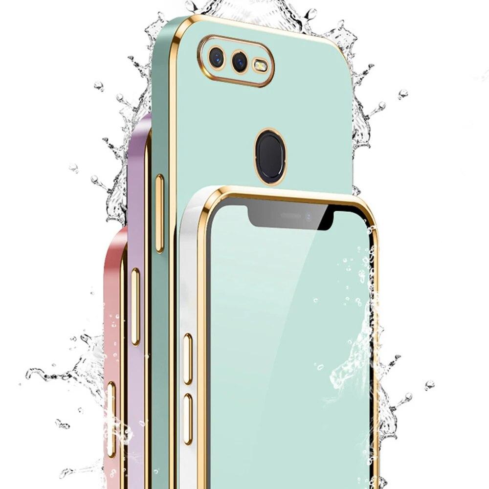 Pro Oppo A5s Case OPPO A7 AX7 Phone Case Oppo A12 Cover CPH1901 CPH1903 CPH1905 Luxusní čtvercový pokovení Nárazuvzdorný zadní kryt