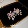 Silver Needle Korean Style Pink Zirconia Butterfly Tassel Stud Earrings - Luxurious and Exquisite Accessories for Women