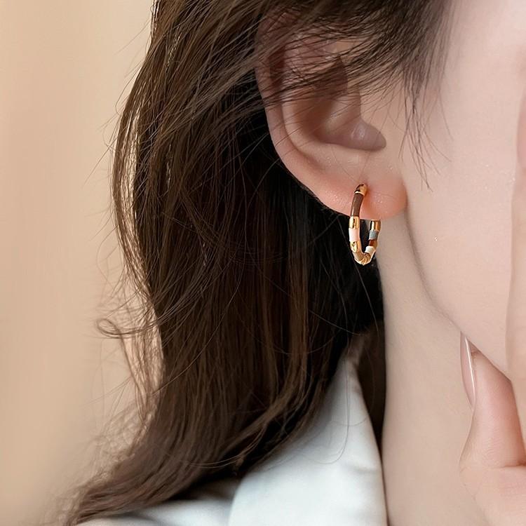 PONYKISS Tibetan Silver Colorful Enamel Round Hoop Earring for Women Minimalist Vintage Fashion  Light Luxury Accessories