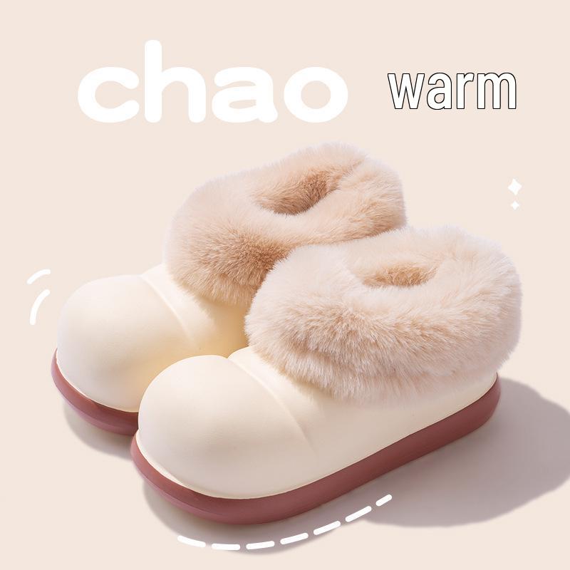 2025 Kuschelige Wasserdichte Baumwoll-Hausschuhe für Mädchen: Winter mit Samtfutter, dicke Sohle, für den Außenbereich
