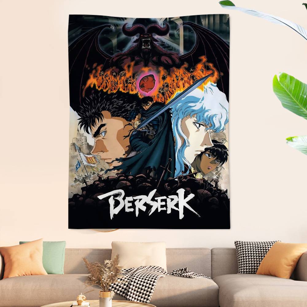 Classic Manga Berserk Black White DIY Wall Tapestry for Living Room Home Dorm Decor Wall Art Decor