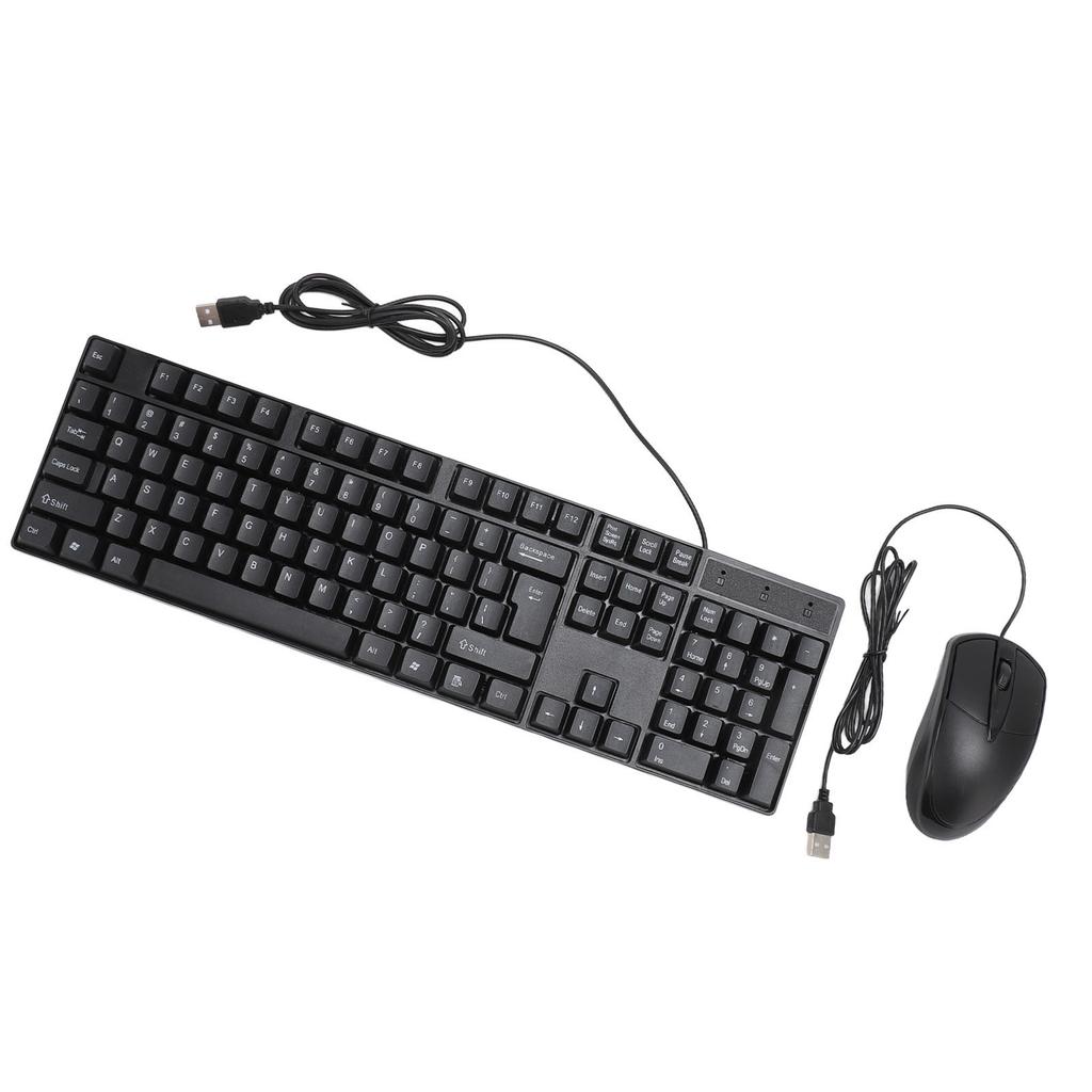 Wired USB Keyboard Mouse Set Ergonomic 104 Keys Keyboard Comfortable Grip Mouse for Game Business