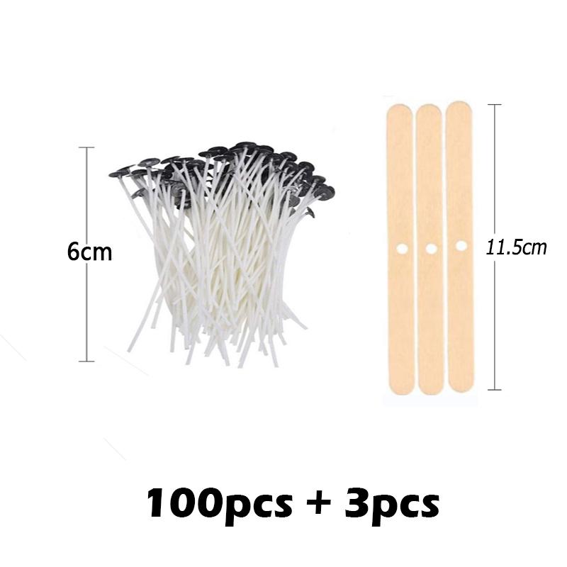 Multiple Sizes Waxed Cotton Thread Candle Wick 100pcs/set Smokeless Wick & Holder Candle Making Set Accessories Wicks Bracket