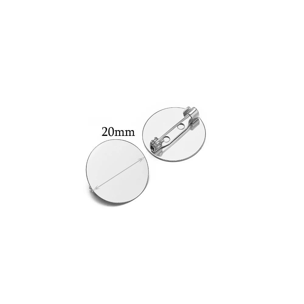 10pcs Stainless Steel 15mm 20mm Brooches Base Blank Tray Cabochon Cameo Settings for DIY Jewelry Findings Clothes Decoration