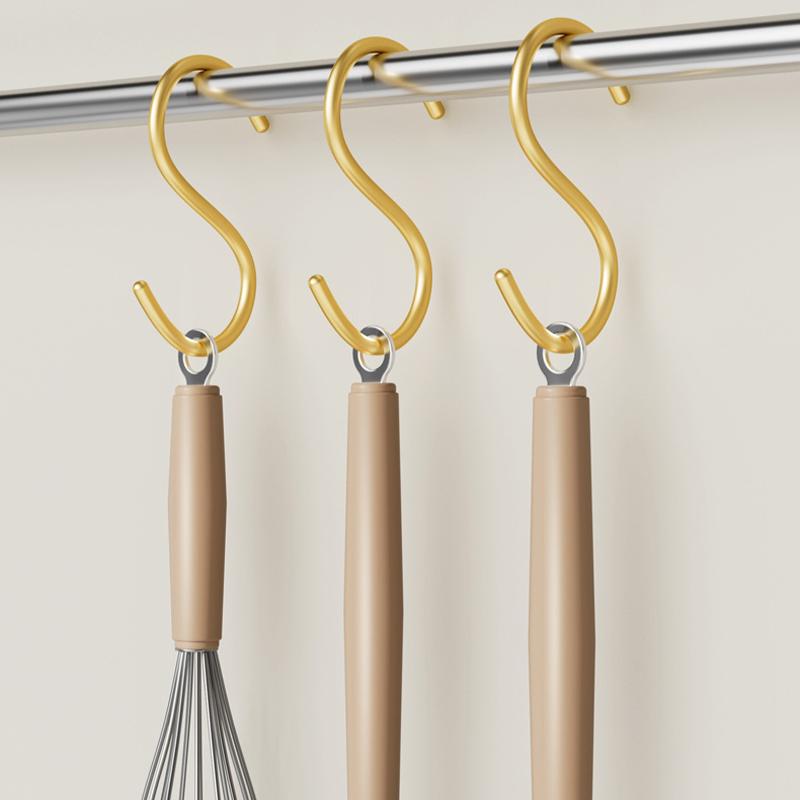 5pcs Aluminum Alloy S-Shape Hook,Closet Multifunctional S Hanger Hooks for Scarf Bags,Gold Hanging Hooks Home and Organization